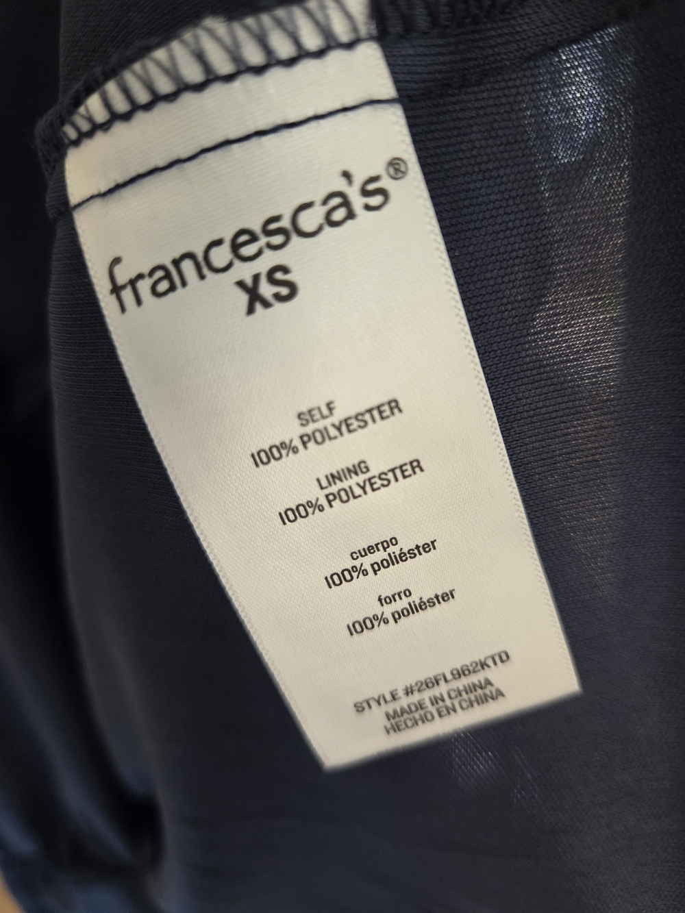 Francesca's Collections Navy B Sheer Floral V-Neck Dress with Light Blue Roses - Picture 13 of 13
